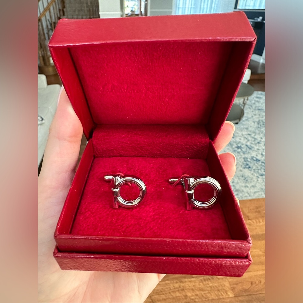 FERRAGAMO signature style cufflinks, new with box